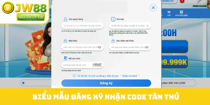 Biểu mẫu đăng ký nhận code tân thủ