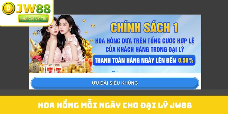Hoa hồng mỗi ngày cho đại lý JW88