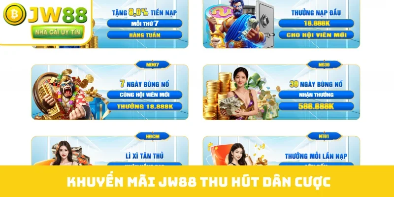 Khuyến mãi JW88 thu hút dân cược